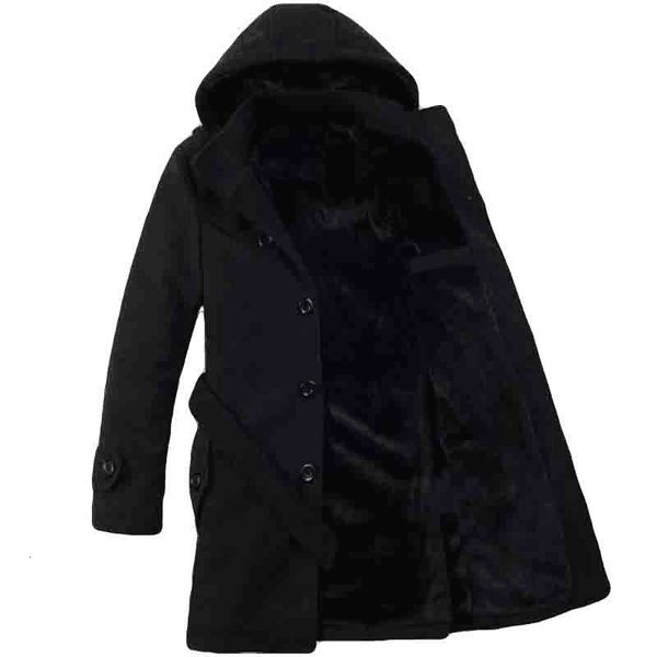 

autumn and winter 2019 new slim hooded woollen medium length windbreaker plus men's coat, Tan;black