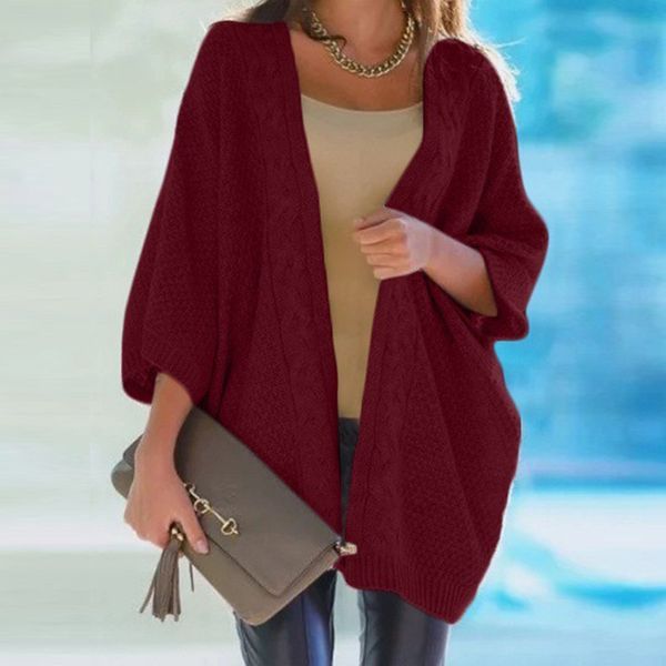 

european and american women's solid color sweater bat sleeve cardigan sweater, White;black