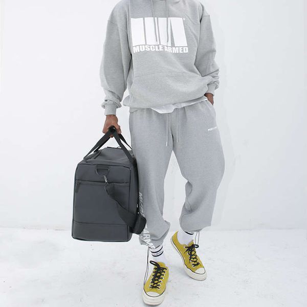 

dr. muscle brothers sports running plush warm fitness men's pants, Black