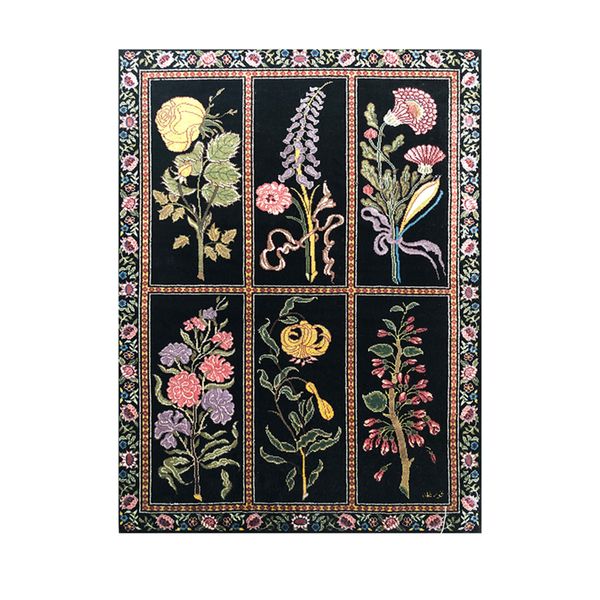 

36x51 см черный цвет цветок дизайн рука плетение гобелен шелковый материал
