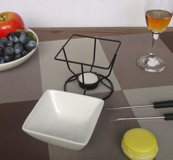 

ceramic chocolate melting oven white porcelain cheese chocolate fondue set with black iron tealight burner and fo jlltas bdebag