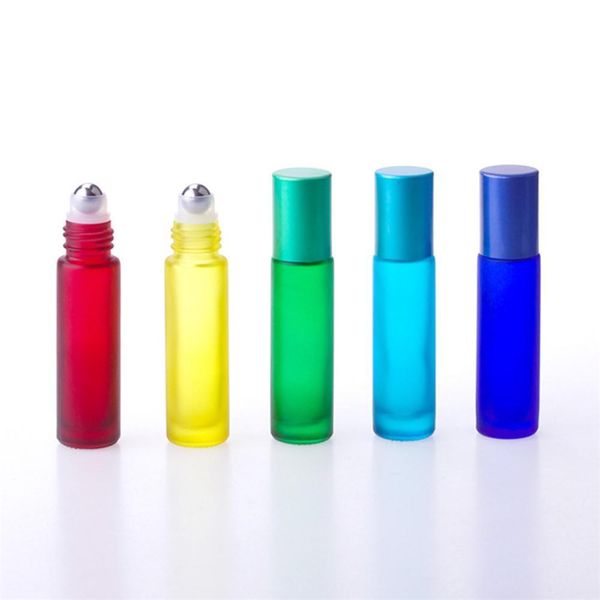 

1pcs 10ml portable essential oil bottle frosted colorful thick glass roller empty bottle travel refillable rollerball bottles swy wmtpfv, Slivery;golden