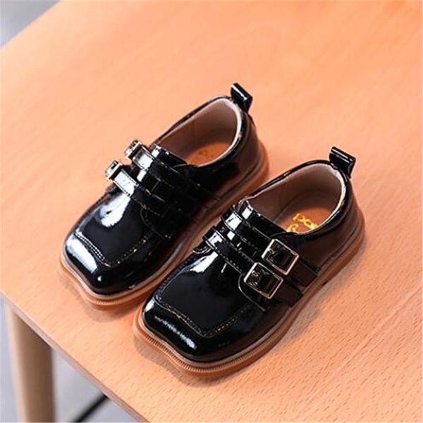 

flat shoes spring loafers children leather baby toddler flats breathable casual dress british style soft bottom girls 02a, Black;grey
