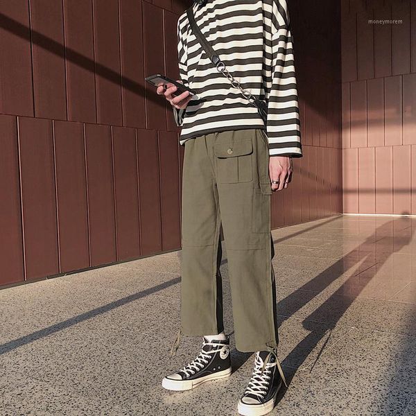 

men's pants 2021 national style tide men's cotton comfortable large size street handsome casual sports overalls1, Black