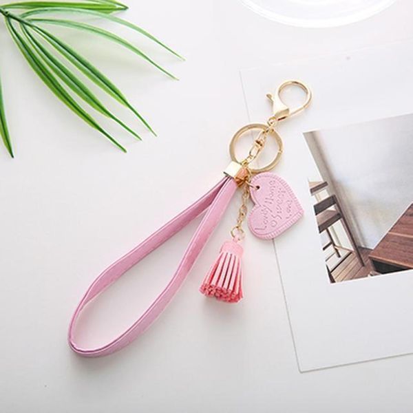 

personality pu letter with heart key chain keyring friends keychain with tassel llavero jewelry gift charm porte clef eh132 h sqcjyt