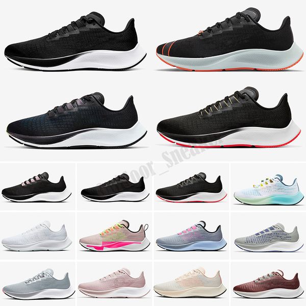 

2021 zoom pegasus knit 37 men women turbo shoes black vast grey white blue hero particle rose trainers sneakers with tag