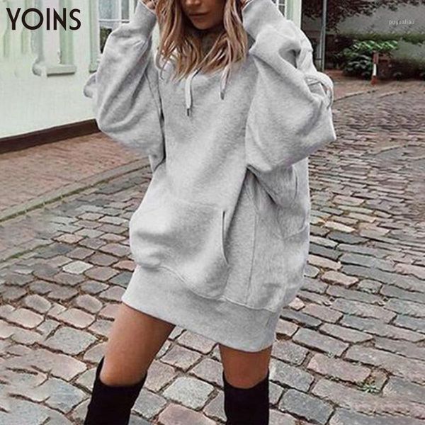 

drawstring hooded design sweatshirts winter fashion 2020 oversize ladies pullovers warm hooded jacket yoins elegant sweatshirts1, Black