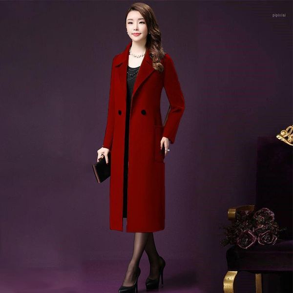 

women woolen coat 2020 new female autumn winter fashion wool overcoat femme korean version double breasted jacket plus size 5xla1, Black
