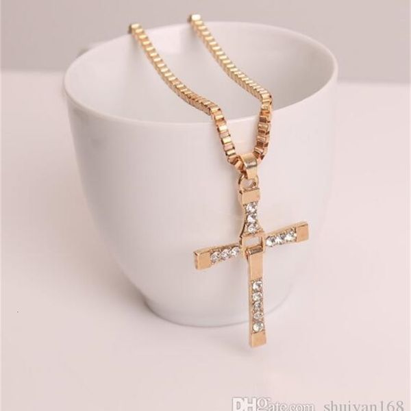 

7 with section alloy diamond cross pendant furious necklacse hip hop statement necklace for men women couple jewelry acc