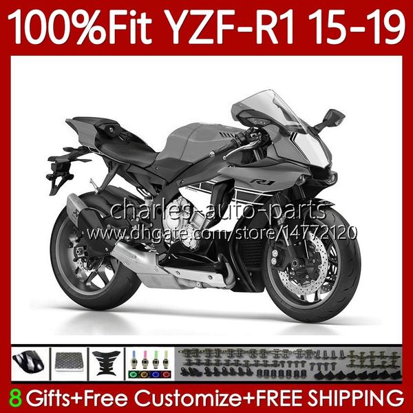 Инъекция кузова для Yamaha YZF-R1 YZF Black Grey R 1 1000CC 2015-2019 104NO.144 YZF R1 1000 YZF-1000 2015 2016 2017 2018 2019 YZF1000 YZFR1 15 16 17 18 19 OEM Обтенения