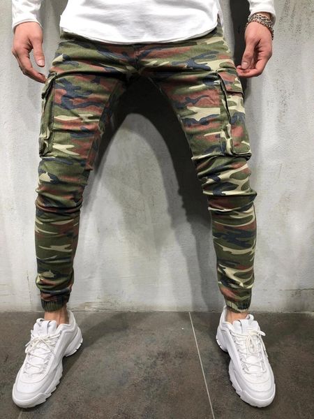 

men's camouflage small multi poet jeans tooling rubber band leg pants, Blue