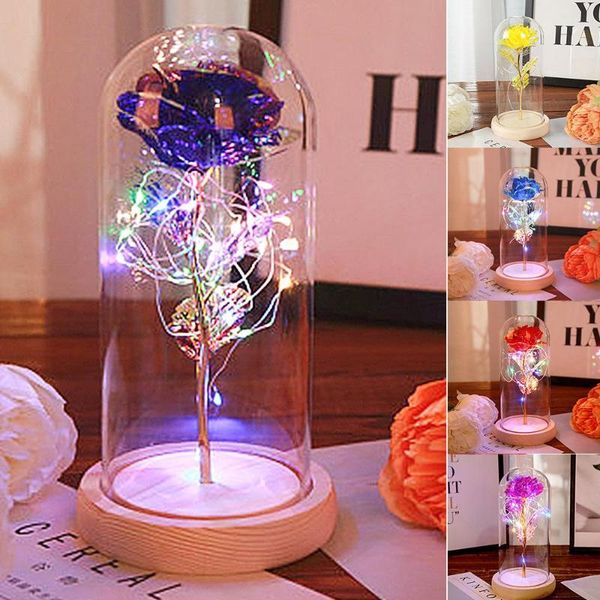 

rose glass cover wooden 1 roses anniversary home decoration present floral decor gold foil rose preserved fresh flower party