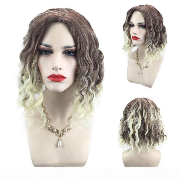 

2018 ombre wigs short bob curly wavy lace front wigs heat resistant synthetic lace front wigs for black women