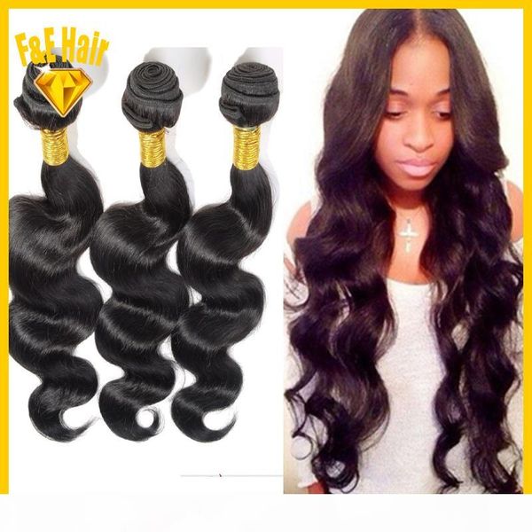 

7a brazilian hair human hair weave virgin brazilian hair bundles unprocessed peruvian indian malaysian natural color body wave extension, Black