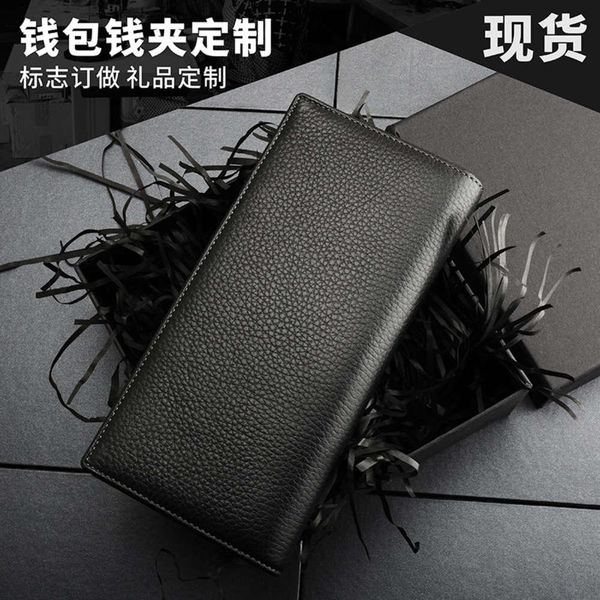 

men's long leather wallet made to order head leather wallet company gift, Black;brown