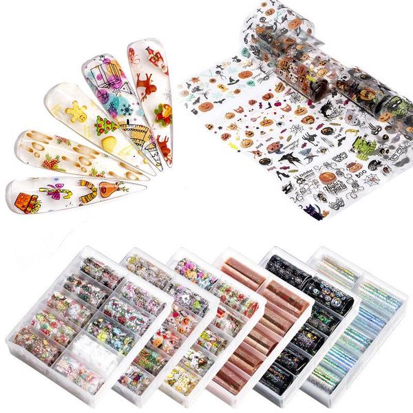 

stickers & decals 10 colors christmas halloween starry paperadhesive nail sticker foil for nails art decoration designs manicure, Black