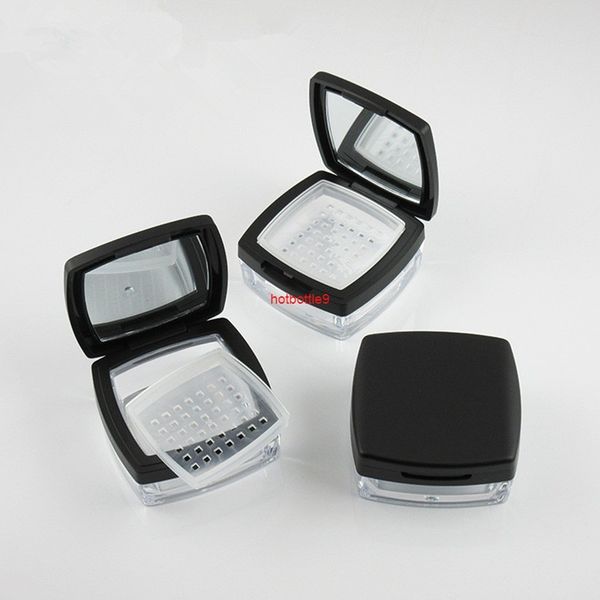 

high qualtity10g refillable portable empty square ps powder cosmetics containers jars with mirror 12pcs