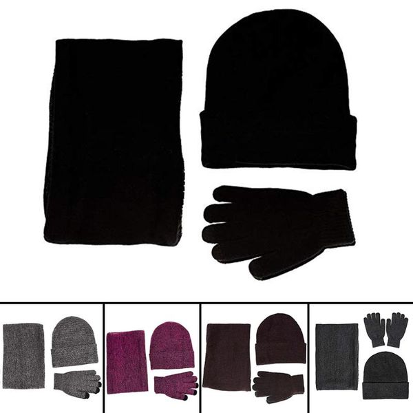 

hats, scarves & gloves sets winter warm beanie hat + scarf touch sn gloves, thermal knitted neck glove for men women bla, Blue;gray