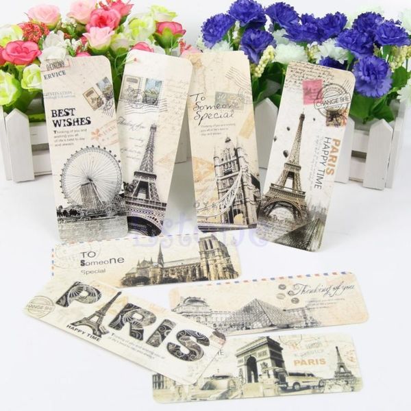 30-teiliges Lesezeichen-Set mit verschiedenen europäischen Szenen im Vintage-Stil, Frankreich, Paris, Eiffelturm1