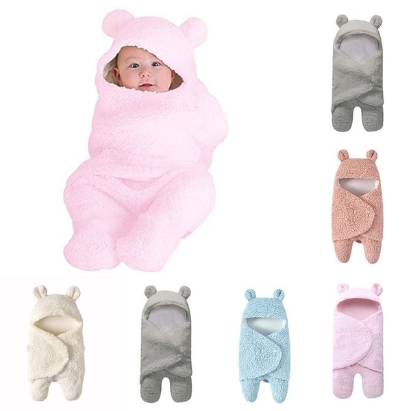 0- Babydecken für Neugeborene, 5 Farben, niedliches Baumwoll-Baby-Wickeltuch, empfangende weiße Schlafdecke, Junge-Mädchen-Wickeltuch, LJ201014