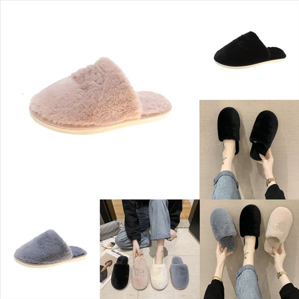 

p5fif faux fur slippers mules with for girls plush floor bow women warm home fluffy slides women indo shoes home slippers slipper cute, Black
