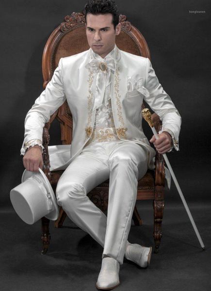 

custom made slim fit embroidery groomsmen tuxedos (jacket+pants+vest) groom wedding men suit set prom mens suits blazers1, White;black