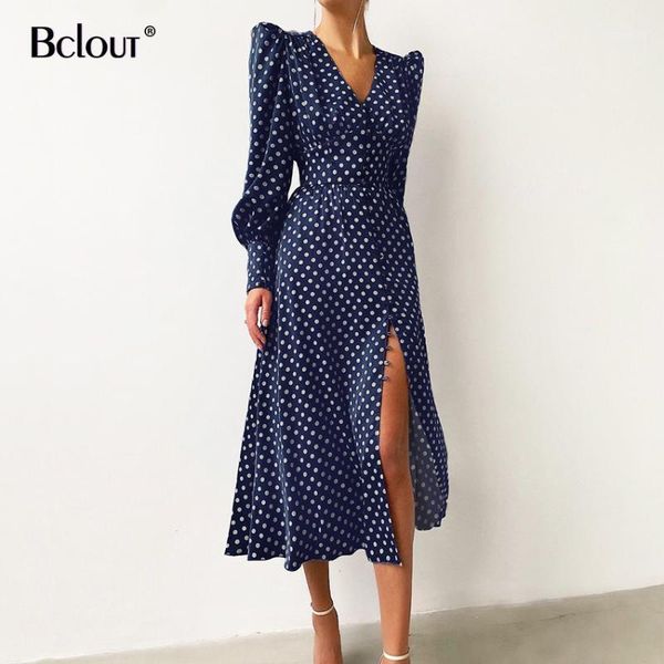 

bclout v neck fashion elegant silk dress women satin print fit and flare shirt dress 2021 spring party latern sleeve robe button1, Black;gray