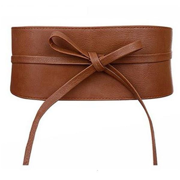 

designer boho for women bowknot faux leather wrap around obi style waistband black cummerbund brown women belts, Black;brown