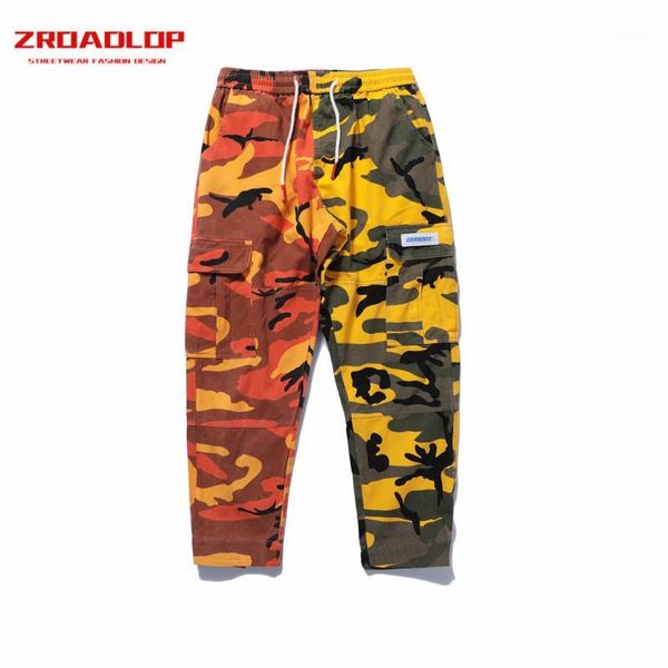 

2020 color camo cargo pants mens fashion baggy tactical trouser hip hop casual cotton multi pocket harem pants streetwear1, Black