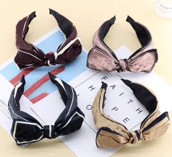 

2021 new sell fashion designer l-letter women hair hoop trendy girls classics cross knotted hairhoops women bowknot hair accessories, Silver