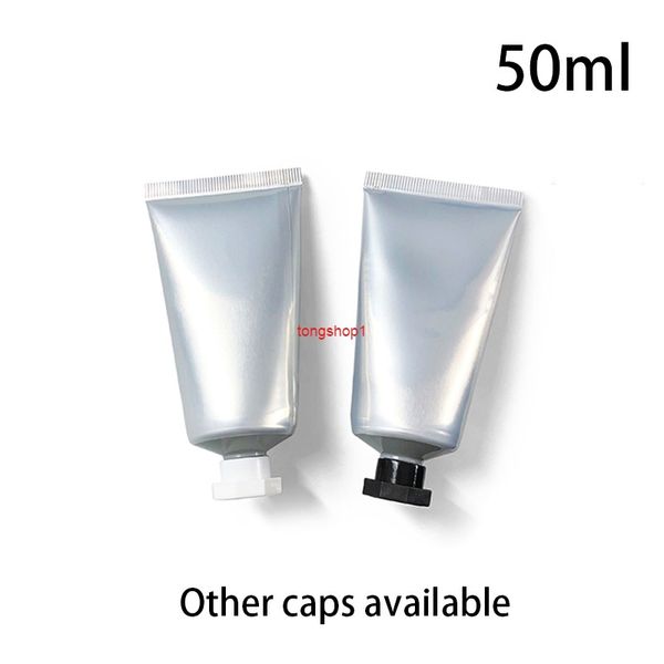 50 ml silberne Aluminium-Kunststoff-Komposit-Quetschflasche, 50 g, leerer Kosmetikbehälter, Lotion, Creme, Verpackungsröhrchen, kostenloser Versand, kostenloser Versand i