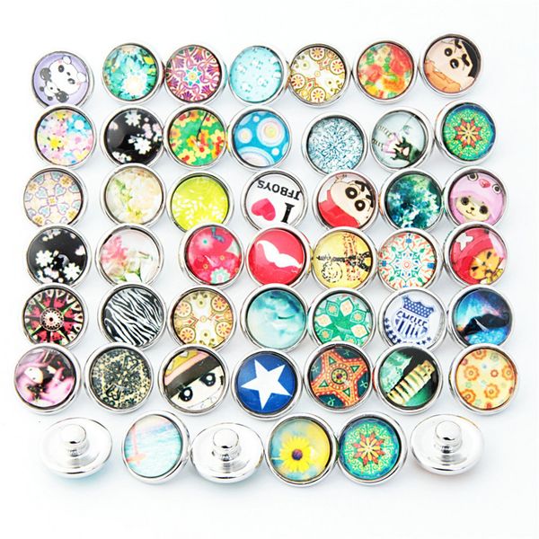

charms rhinestone mix glass snap jewelry button 12mm random 50pc