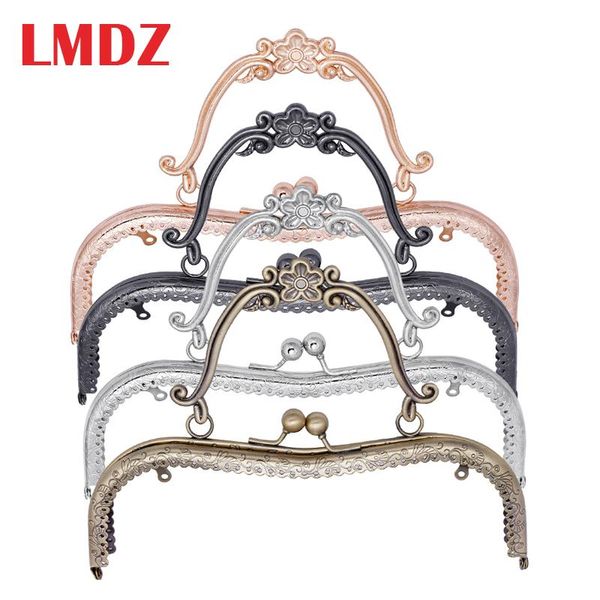 

lmdz 1pcs vintage metal purse frame 20.5cm vintage elegant women clutch bag kiss clasp lock with handle diy hardware accessories, Black
