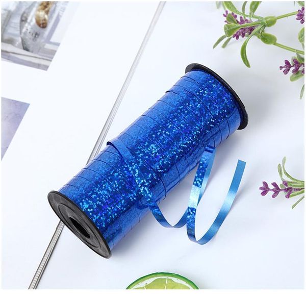 

5mm 100 yards gold curling balloons ribbons laser ribbon for birthday party decoration gifts box diy packing foil satin sqcqmv