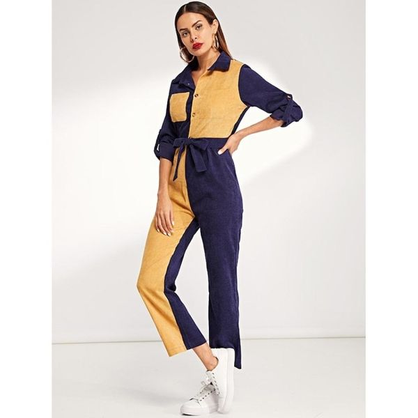 

lace-up v-neck jumpsuit, Black;white