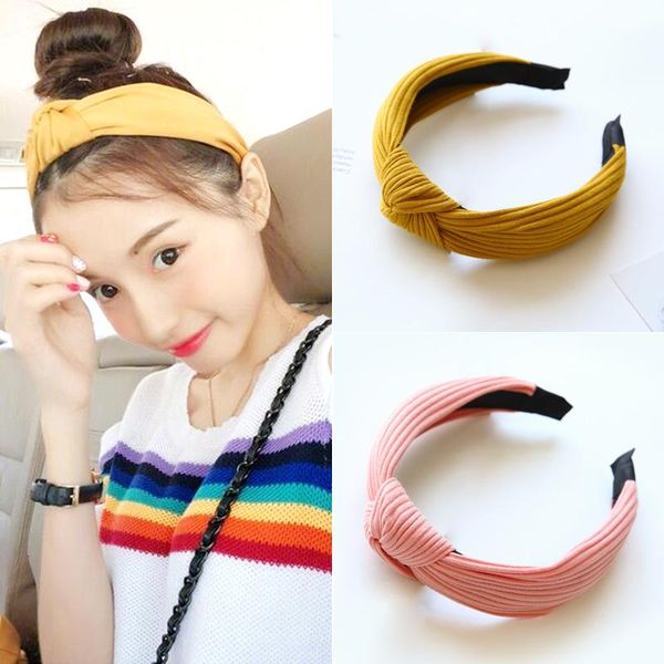 

hair accessories fashion cotton solid color bow knot bands for women stripe headbands ornament hairbands face wash hairband