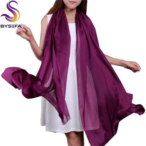

bysifa] long design large scarf cape fashion natural silk long scarves printed spring autumn thermal purple silk scarf shawl 201218, Blue;gray