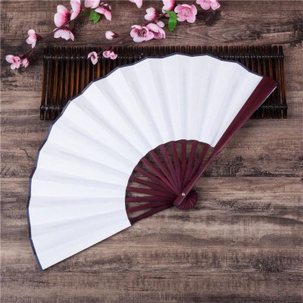 

party favor silk white chinese folding fan hand wooden bamboo diy craft painting wedding favors decoration pocket gifts home decor