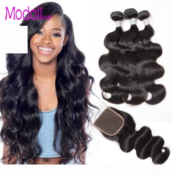 

body wave bundles with closure human hair weave bundles 10a raw virgin indian hair alibaba body wave 3 4 bundles with closure, Black;brown