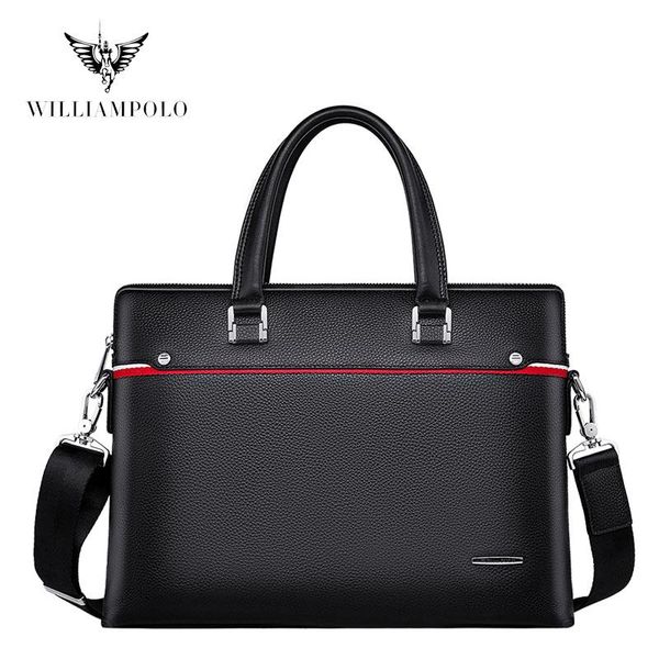 

briefcases williampolo briefcase men genuine leather bag fit 13'' lapbusiness handbag luxury natural pl203069