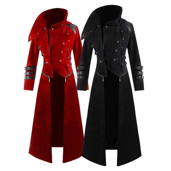 

new men cosplay costume party vintage royal style trench coats retro gothic steampunk long coats gentlemen costume 2020 c1118, White;black