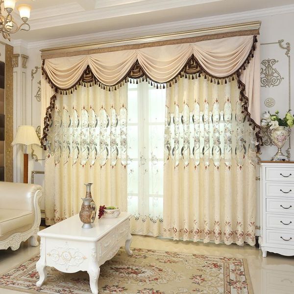

curtain & drapes european-style embroidery chenille curtains for bedroom custom hollow living room balcony valance