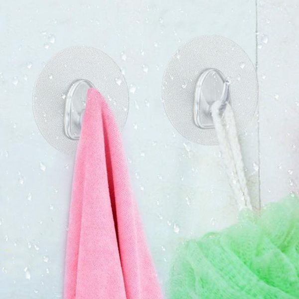 

hooks & rails 4pcs strong transparent wall hanger bathroom kitchen suction cup suckers plastic washrag cap hanger1