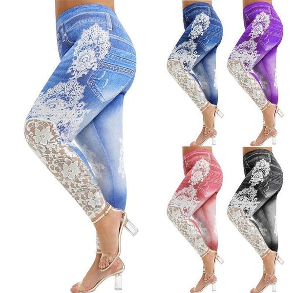 

jeans harajuku pants women joggers patchwork streetwear trousers lace printing plus size dance pants hip hop sweatpants1, Blue