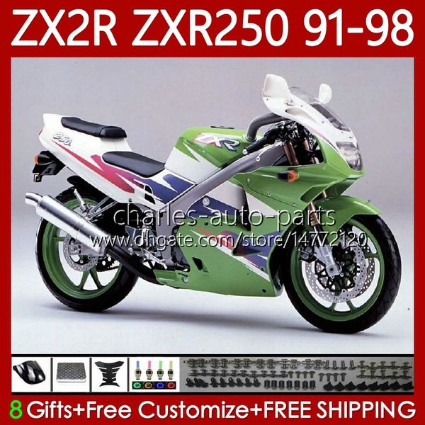 Corpo para Kawasaki Ninja ZX2R ZXR250 ZX 2R 2 R R $ 250 89-98 85NO.0 ZX-2R ZXR-250 91 92 93 94 95 96 97 98 ZX-R250 1991 1992 1997 1998 1997 1998 Green lustroso