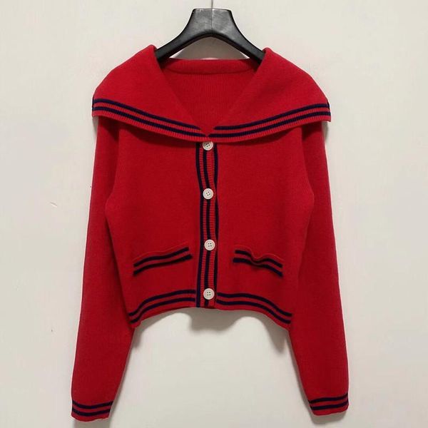 

взлетно-посадочная полоса женская дизайнерская одежда 2020 мода новая шить красный синий осень и зима вязаный кардиган свитер дамы повседнев, White;black