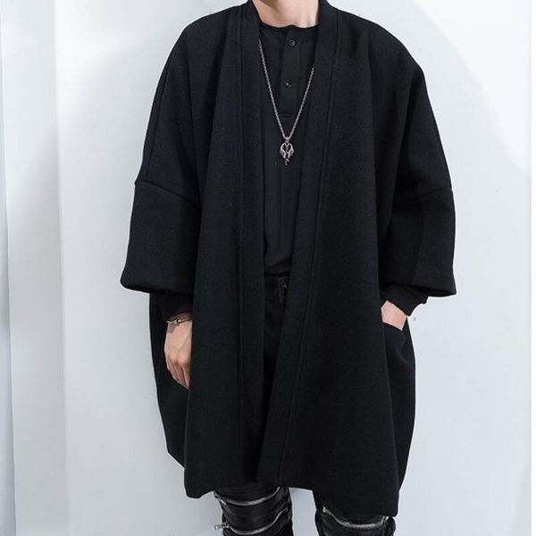 

men's wool & blends /spring fashion personalized custom large size mid-length cardigan casual woolen coat/s--6xl, Black