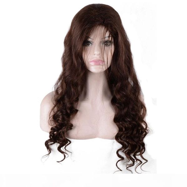 

brazilian virgin hair glueless deep wave lace front human hair wigs pre plucked hairline brazilian remy straight #4 dark brown, Black;brown