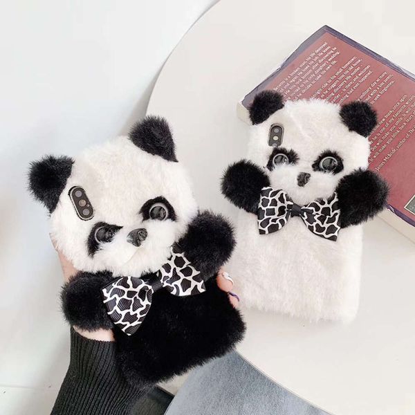 

panda soft plush case for vip 6 plus 7 plus 8 plus x xs xr max, luxury animal case