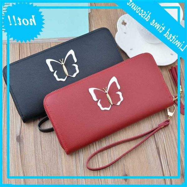 

new 2020 long ladies leather women zip wallet flag case telephone clutch money bag women's handbag card holder for girl, Red;black